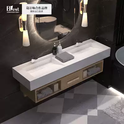 Custom integrated wall-mounted balcony washbasin cabinet Wall-mounted washbasin Household small apartment powder room washbasin