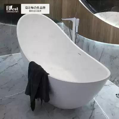 Bath home artificial stone creative moon-shaped bathtub independent couple double tub hotel dedicated
