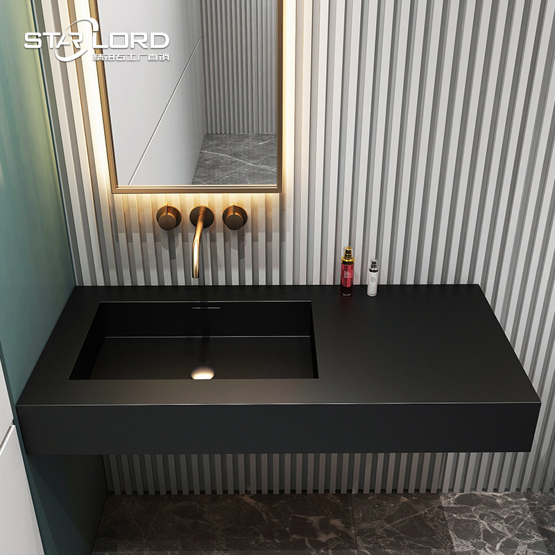 Artificial stone integrated washbasin wall-mounted washbasin powder room bathroom cabinet combination washbasin washbasin black