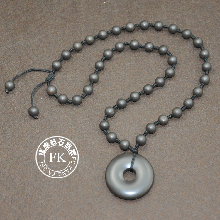 Natural Sibin Xuanhuang stone necklace safety buckle pendant men's and women's cervical health care massage neck