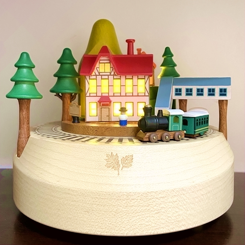 Wooderful life Home Couple Decoration Table Lamp Alpine Train Girlfriend Birthday Gift LED Light Control