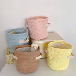 ins desktop fabric storage bucket soft and cute girly heart sundry storage basket student dormitory storage bag