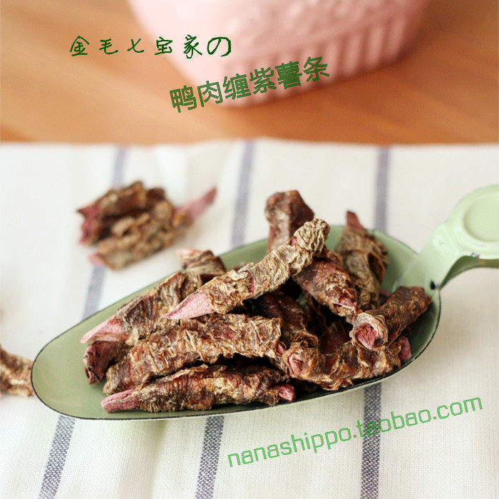 No Additive Handmade Dog Snack Golden Retriever Qibao Low Fat Molar Duck Wrapped Purple Potato Fries 75g