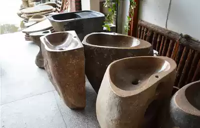 Pebble column basin Bluestone washbasin Column washbasin One-piece basin Overall rough stone Yan stone one-piece basin