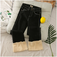 Ưu đãi đặc biệt Mùa thu mới sản phẩm thắt lưng denim thun quần âu quần jeans ống rộng sang trọng 20661 # 1 quần jean lưng cao qua rốn