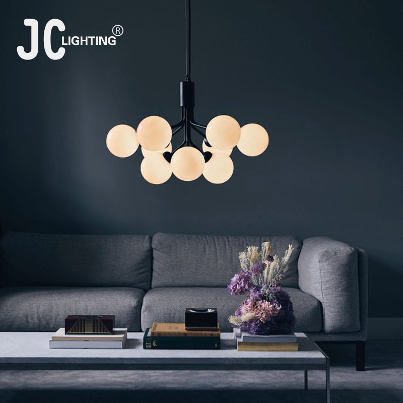 Nordic minimalist living room chandelier creative personality bedroom study dining room glass lamp light luxury magic bean molecule chandelier