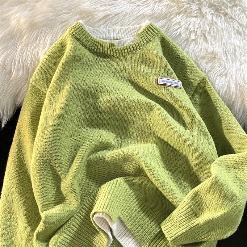 Демисезонный мужской комплект с круглым воротником, трикотажный свитер, универсальная трикотажная рубашка, увеличенная толщина                    