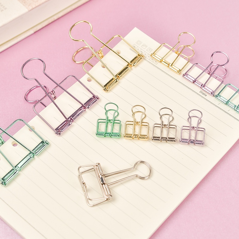 Simple metal hollow long tail clip creative stationery cute color hand account dovetail clip test paper clip