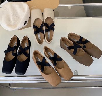 Retro niche square head versatile ballet shoes for women Retro niche square head versatile ballet shoes for women