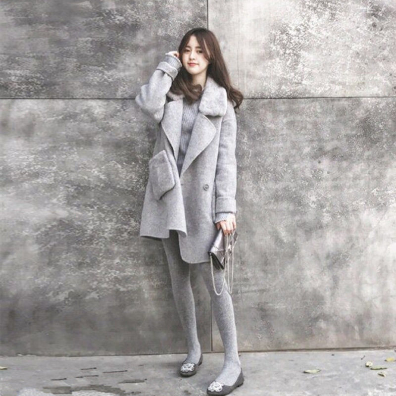 European station 2021 spring new cashmere coat women's casual sweet retro mid-length thick woolen coat tide