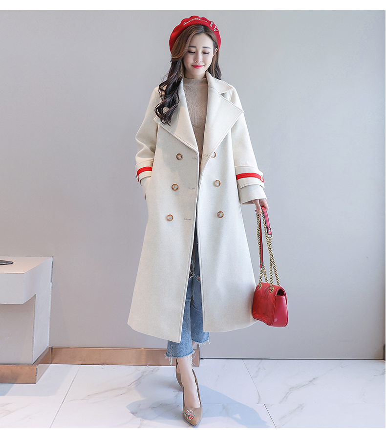 Áo khoác lông cừu Hepburn nữ dài phần phiên bản Hàn Quốc 2018 mới haze xanh cashmere áo choàng hai mặt cashmere áo khoác nữ cá tính
