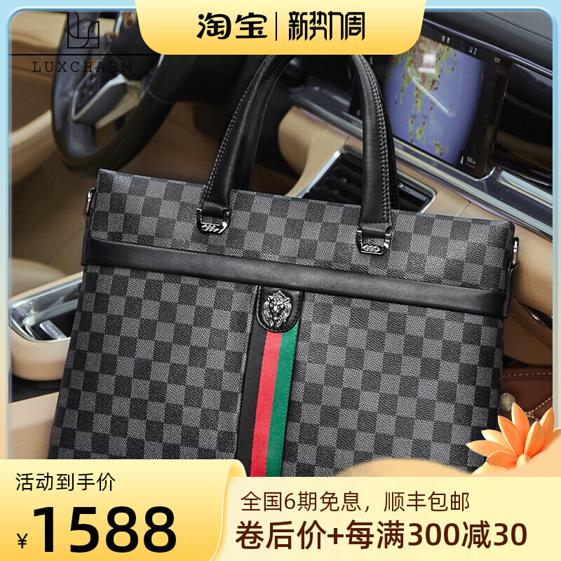 Men's handbag 2022 new genuine leather business large capacity 14 inch computer briefcase briefcase single shoulder inclined satchel bag