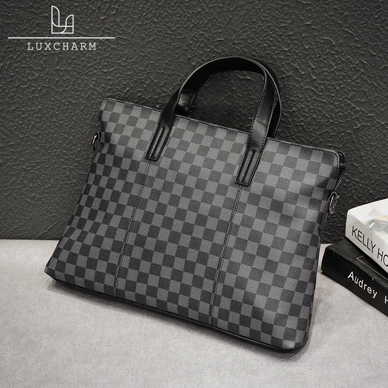 Male Bag 2021 new high - end fashion handbag leisure slope bag geometry single shoulder bag bull leather briefcase