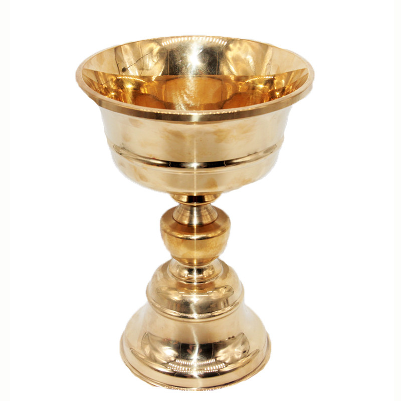 Tibetan Secret Square Buddhist hall desktop ornaments thickened No. 15 two-section brass butter lamp holder solid oil about 62 hours