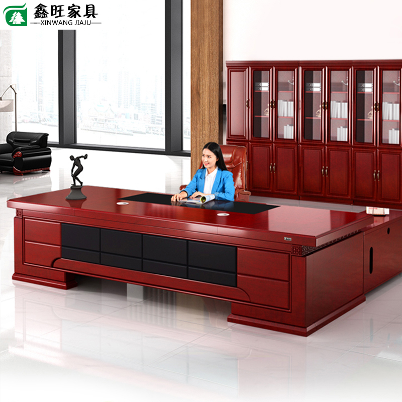 Office Furniture Boss Desk President Desk Atmospheric Baked Paint Boss Manager Executive Desk Chair Solid Wood Leather Executive Desk