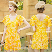 Big code swimsuit woman covered with slim fat mm plus fattening up easy-ins wind conservative summer soak spa swimsuit