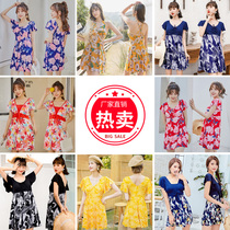 Conservative swimwear Womens Flat angle skirt loose big breasts gather meat plus fat plus size holiday swimsuit manufacturers