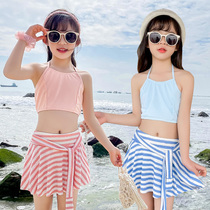 Korean swimsuit split children two-piece set flat 6-8 year old cute girl Zhongdagong hot spring girl swimsuit