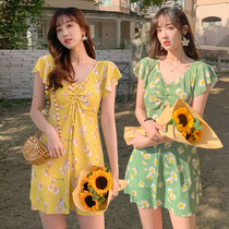 Fat mm swimsuit plus fat belly cover conjoined conservative small breasts gather skinny mother skirt large size hot spring swimsuit