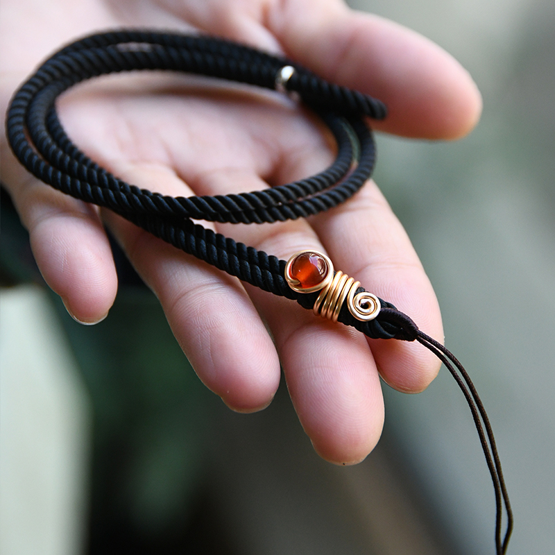 High cargo pendant black necklace rope hand-knitting soft manuoin red simple adjustable