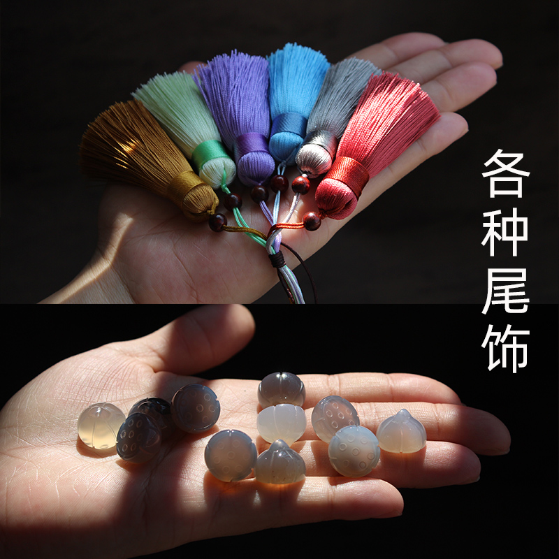 Exquisite handmade fat tassel tassel tail pendant agate lotus necklace lanyard decoration accessories diy multi-color recommendation