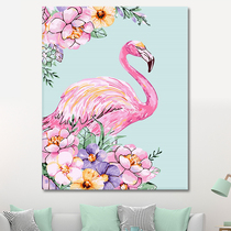 Digital oil painting diy coloring decompression painting animation cartoon simple European style hand painting decorative painting Flamingo