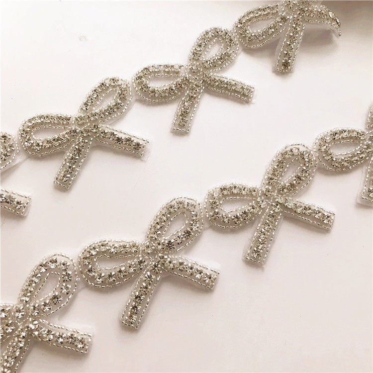 DIY handmade diamond wedding dress decoration accessories rhinestone accessories bow applique bride belt material