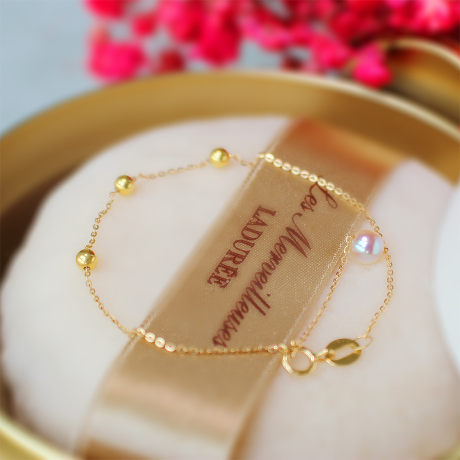 100 hitch mini: Japanese akoya sea water pearl handmade 18K gold necklace 18K small gold pearl adjustable