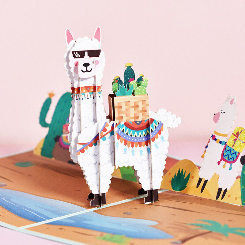 The card is a cute cartoon desert cactus printed 3D card birthday holiday card