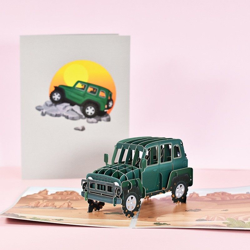 SUV Birthday Stereo Card Retro Model 3D Blessed Card Send Boy to Customize Father's Day