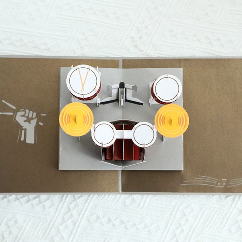 Барабаны, трехмерная открытка, музыкальные инструменты, 3D, подарок на день рождения, изысканный стиль