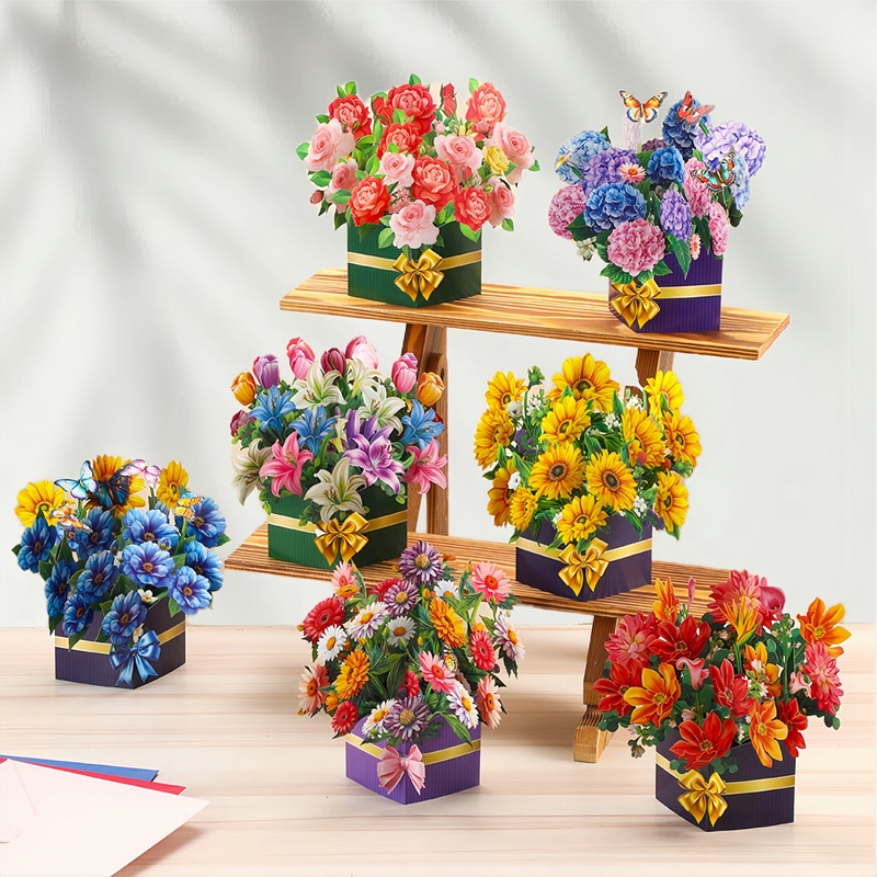 Creative Three-Dimensional Ornament Decoration Greeting Card 3D Birthday Card High-End Floral Language Time-Sensitive High-Value Thanksgiving New Year