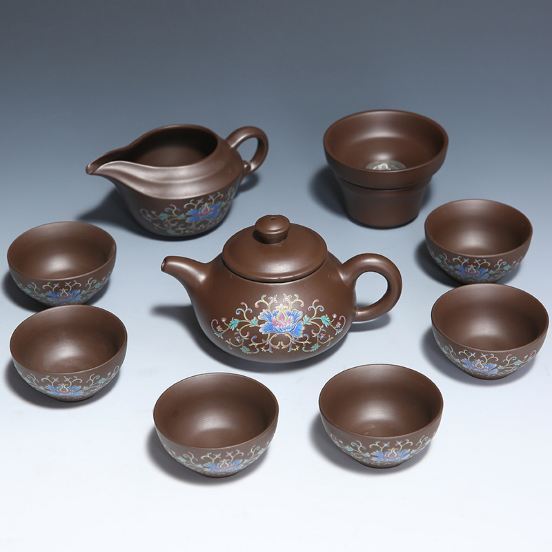 Xi shi pot of purple sand tea set suits for Chinese tea tea ceramic teapot household contracted kung fu tea set