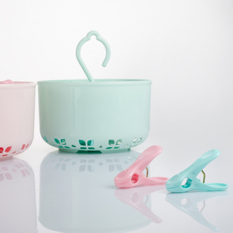 24 windproof clip drying clip Sock clip Plastic clothespin small household clothespin basket set