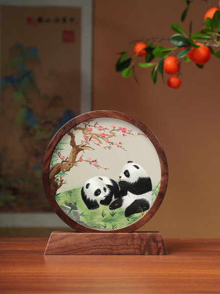 Suzhou Su Embroidery Double-Sided Embroidery Ornament Panda Embroidery Intangible Cultural Heritage Display Piece Sichuan Embroidery Chinese Characteristics Souvenir Gift for Foreigners