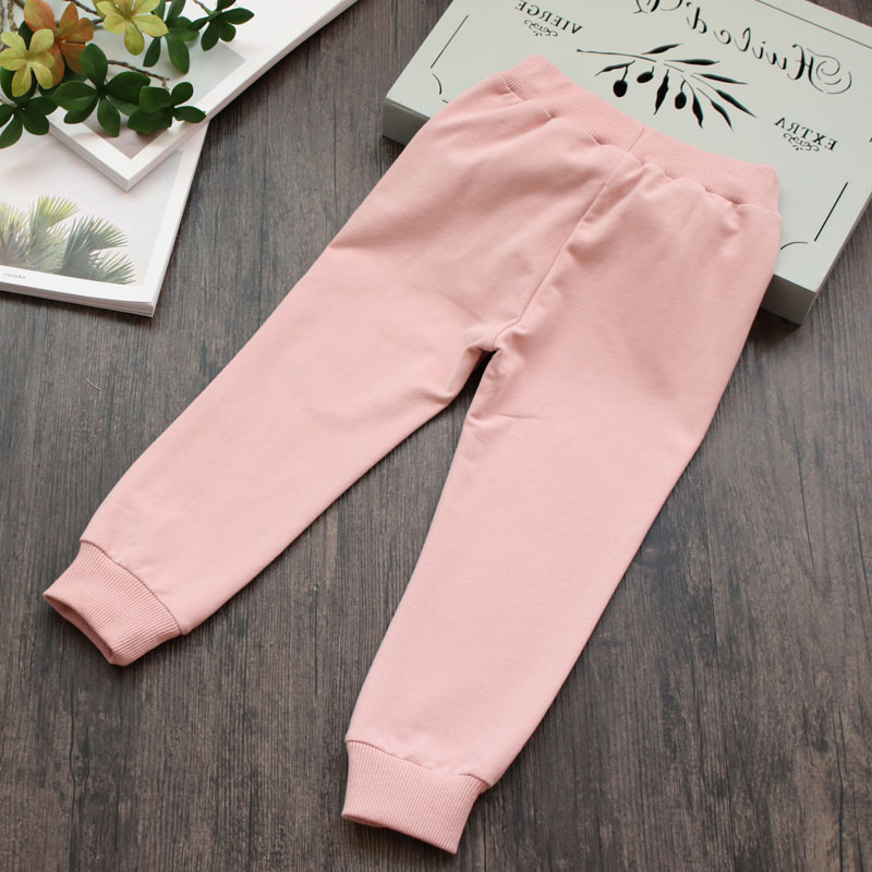 Quần bé gái mùa thu mới giản dị quần bé cao eo rộng quần trẻ em cotton thể thao đồ bộ bé trai