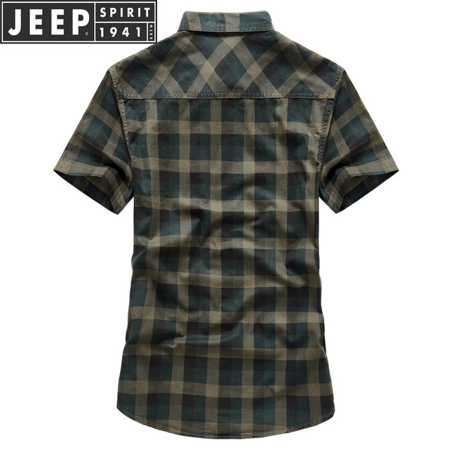 ເສື້ອຍືດແຂນສັ້ນ JEEP Jeep ຜູ້ຊາຍ summer plaid ເສື້ອວ່າງຂະຫນາດໃຫຍ່ຜູ້ຊາຍ summer ຝ້າຍບໍລິສຸດເຄິ່ງແຂນເສື້ອ