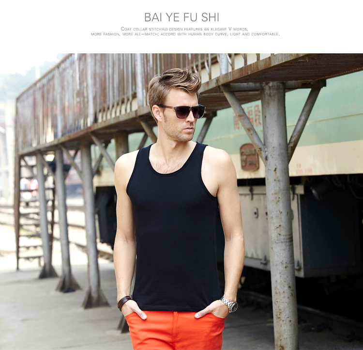 佰 夏季 Mùa hè co giãn mồ hôi mỏng thể thao vest nam bó sát phương thức vest đáy rắn màu vest áo gym
