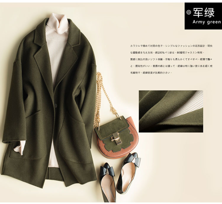 Áo khoác cashmere hai mặt nữ phần ngắn Phiên bản Hàn Quốc lỏng lẻo nhỏ một chiếc áo len nguyên chất 100% dày áo hoodie nữ cute
