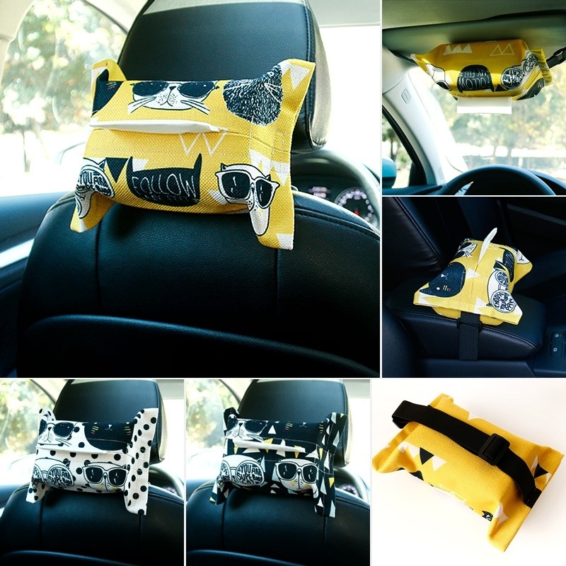 Hanging car tissue chair back pillow pumpsheet shade adjustment tight fabric tissue bag cartoon animal