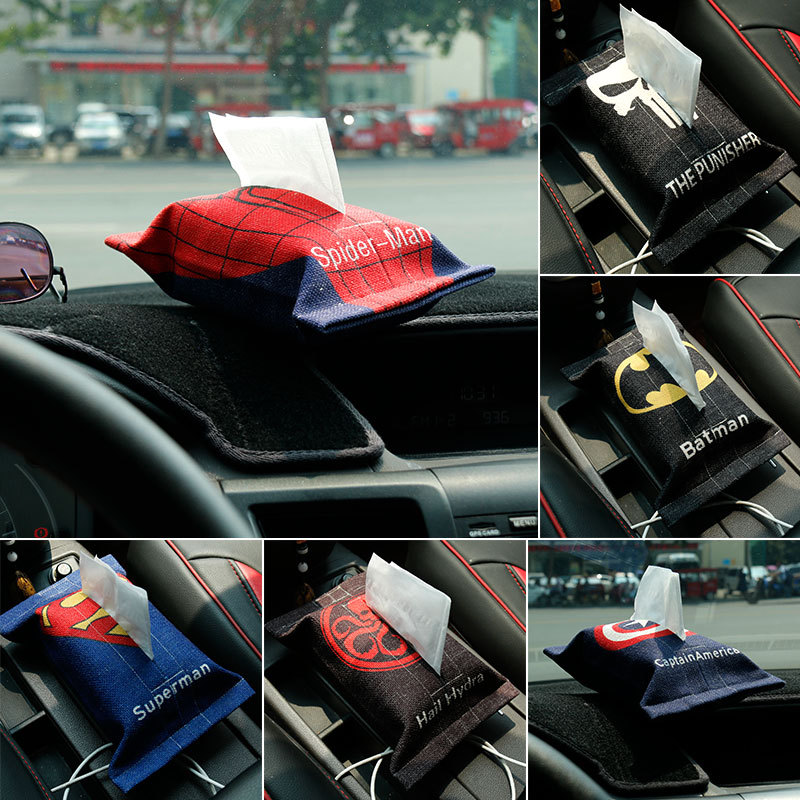 Avengers Merchandise Spider-Man Superman Captain America Small and Medium-Sized Car Tissue Box Home Tissue Holder Avengers Merchandise Spider-Man Superman Captain America Small and Medium-Sized Car Tissue Box Home Tissue Holder
