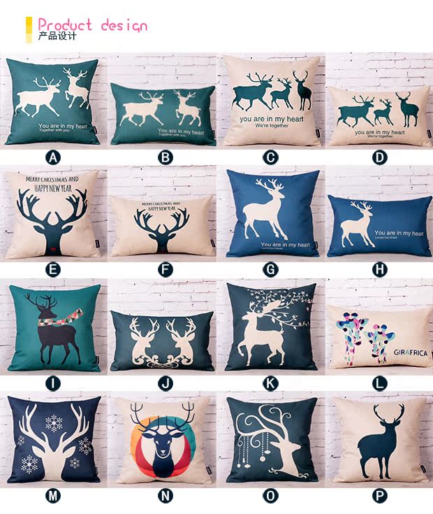 [Ou Lizhen] Đất nước Bắc Âu Mỹ Elk gối cotton và vải lanh Cửa sổ Bay bằng túi sofa đệm gối có lõi Bộ chăn gối văn phòng hình thú