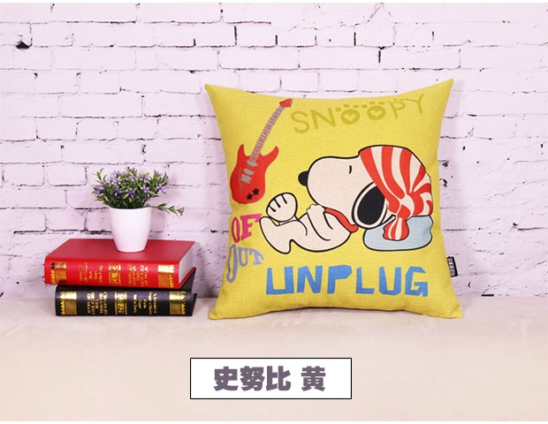 Hàn Quốc cotton và lanh dễ thương phim hoạt hình động vật Snoopy sofa gối đệm xe xe eo gối siesta gối - Trở lại đệm / Bolsters