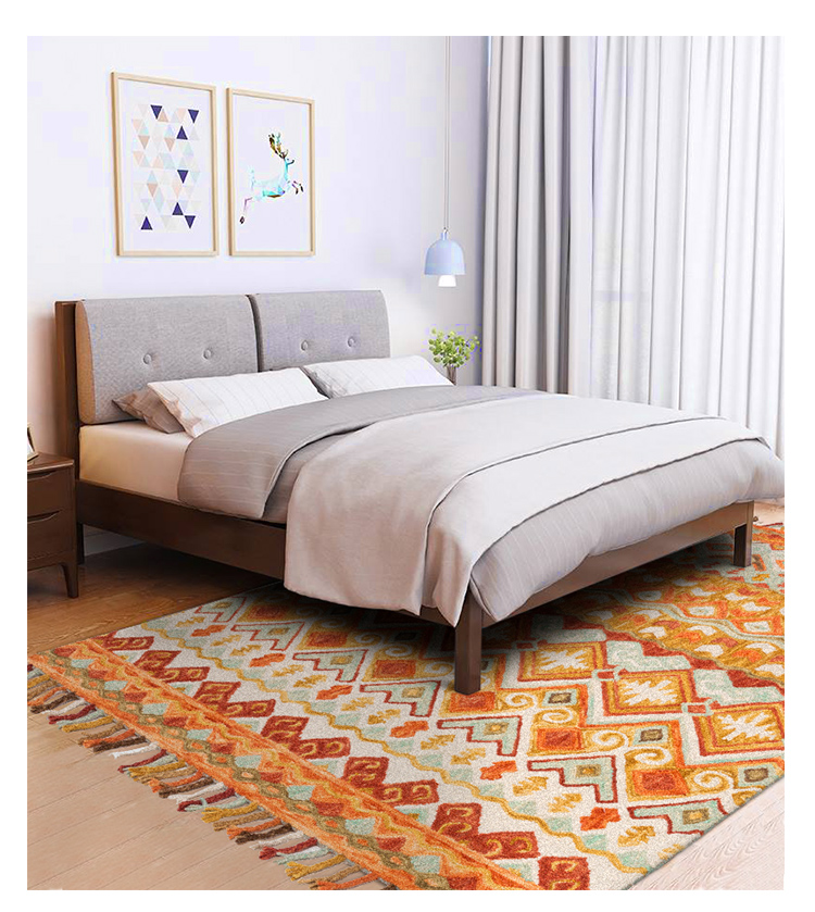 Ấn Độ nhập khẩu thảm Kilim hình học Mỹ thảm dệt tay thảm len tinh khiết phòng khách phòng ngủ - Thảm thảm lông trải sàn