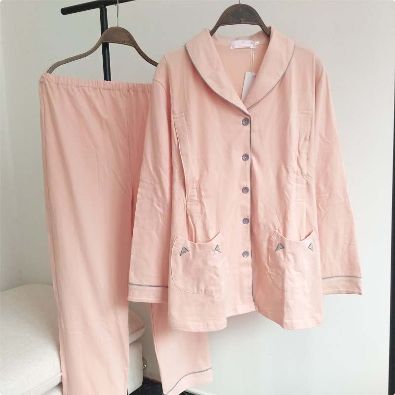 2019 sản phẩm mới tháng quần áo mùa xuân và mùa thu cotton sau sinh cho bà bầu Đồ ngủ mang thai rộng kích thước dịch vụ tại nhà cho con bú - Giải trí mặc / Mum mặc váy bầu