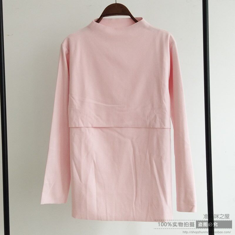 Autumn and winter high collar cross opening thickened pregnant woman autumn clothes large size Sizes Breastfeeding Fever Coat of cotton sweatshirt with cotton sweatshirt one-piece blouse