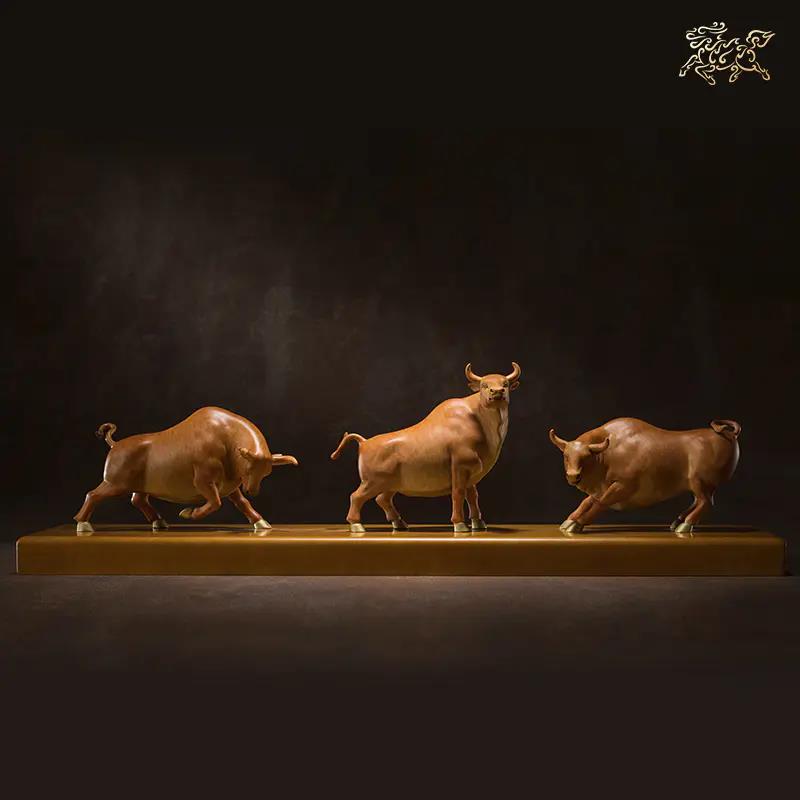 Copper Master Full Copper Swing Piece < Three Cows > Bronze Craft Gift Pendulum Decorated Home Ornament Living Room Gift Pendulum Piece