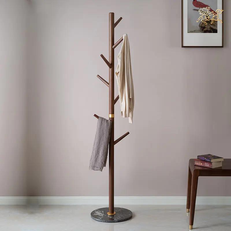 Copper master Copper wood furniture Yushu Linfeng hanger American black walnut floor hanger Tree branch hanger