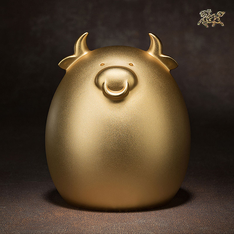 Copper master all copper belly has real gold plated zodiac piggy bank lucky cow craft gift decoration gift new year decoration