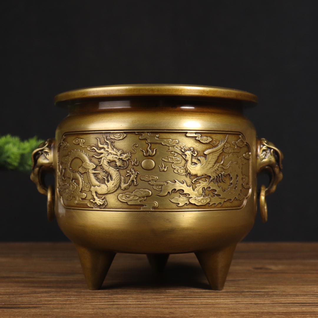 銅製 蘇工如意三足炉 盤香炉 檀香炉 茶道具 香道具 装飾品 工芸品 置物 銅製 蘇工如意三足炉 盤香炉 檀香炉 茶道具 香道具 装飾品